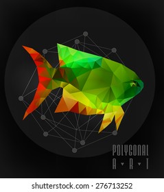 Abstract polygonal fish. low poly illustration. Creative poster