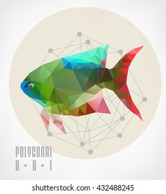 Abstract polygonal fish. low poly illustration. Creative poster