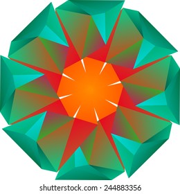 Abstract polygonal floral shape, vector design element. 