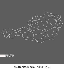 Abstract polygonal geometric Austria minimalistic vector map isolated on grey background
