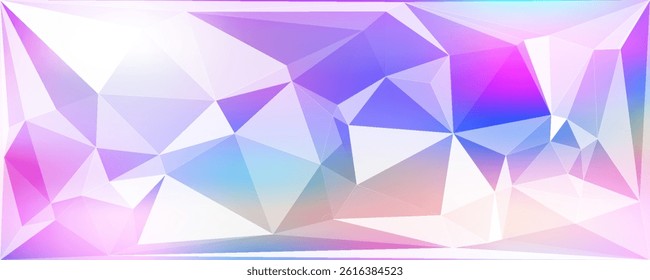 Abstract polygonal geometric background. Low poly triangles geometric background. Crystal glass crystals illuminated by fantastic light. Diamond holographic for cover, poster, banner,web. Vector EPS10