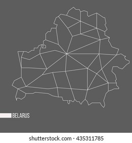 Abstract polygonal geometric Belarus minimalistic vector map isolated on grey background