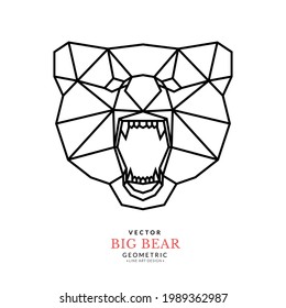 Resumen de la cabeza del oso geométrico poligonal. Oso geométrico. Icono moderno de gatito poligonal simétrico. Puede utilizarse como icono, logotipo, diseño de marca, arte mural, tatuaje, afiche, tarjeta, patrón