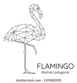 Abstract Polygonal geometric flamingo. Animal linear isolated vector illustration.