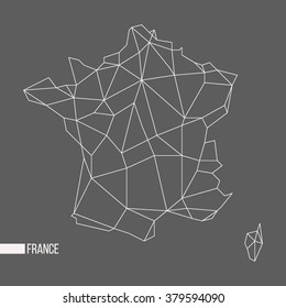 Abstract polygonal geometric France, Corsica minimalist vector map isolated on gray background