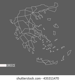 Abstract polygonal geometric Greece minimalistic vector map isolated on grey background