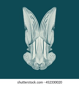 Abstract polygonal geometric linear triangle digital technique 'blend' rabbit portrait.