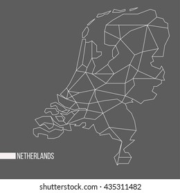 Abstract polygonal geometric Netherlands minimalistic vector map isolated on grey background