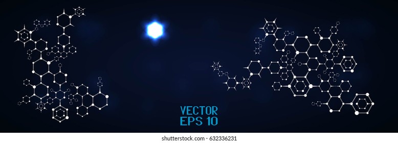 Abstract Polygonal Geometric Pattern with Hexagons. Scientific Technological Background. Concept of Chemistry Design. Vector Illustration