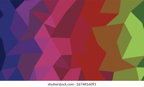 Abstractas patrón geométrico poligonal en transición a través de un arco iris de colores vibrantes. Formato de Vector escalable adecuado para...