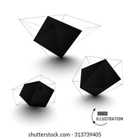 Abstract polygonal geometric shape. low poly and minimal style. Vector illustration. Set