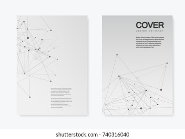 Abstract polygonal geometric shape with molecule structure style. Connect lines and dots cover brochure.