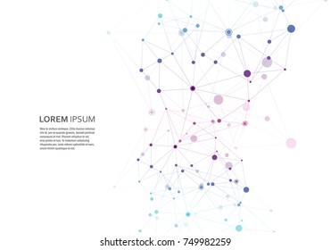 Abstract polygonal geometric shape with molecule structure style. Vector connect illustration.