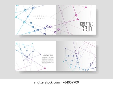 Abstract polygonal geometric shape with molecule structure style. Connect lines and dots cover brochure.