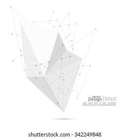 Abstract polygonal geometric shape with particle, molecule structure. low poly and minimal style. Vector illustration