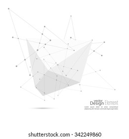 Forma geométrica abstracta poligonal con partícula, estructura molécula. baja poly y estilo mínimo. Ilustración del vector