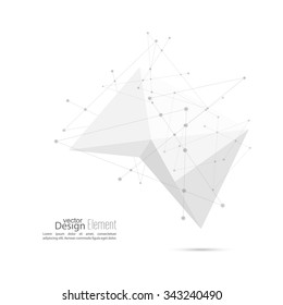 Abstract polygonal geometric shape with particle, molecule structure. low poly and minimal style. Vector illustration