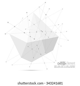 Abstract polygonal geometric shape with particle, molecule structure. low poly and minimal style. Vector illustration