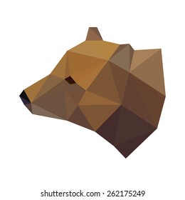 Abstract polygonal geometric triangle bear head isolated on white background for use in design