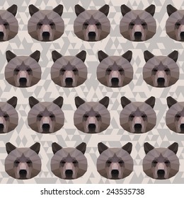 Abstract polygonal geometric triangle brown bear seamless pattern background for use in design