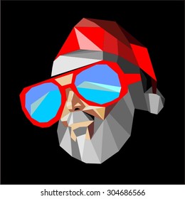 Abstract polygonal geometric triangle colored portrait  Santa Claus stylized polygon model