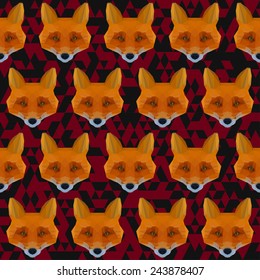 Abstract polygonal geometric triangle ginger fox seamless pattern background for use in design