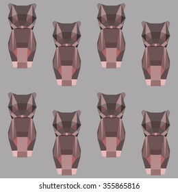 Abstract polygonal geometric triangle grey colored british cat portrait seamless pattern background for use in design