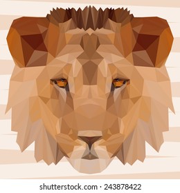 Abstract polygonal geometric triangle lion portrait for use in design