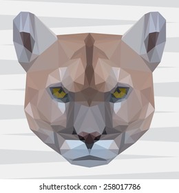 Abstract polygonal geometric triangle puma background for use in design for card, invitation, poster, banner, placard or billboard cover.
