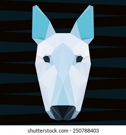 Abstract polygonal geometric triangle soft blue colored pit bull terrier background for use in design