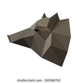 abstract polygonal geometric triangle wild boar head isolated on white background for logo, label, corporate identity or use in design for card, invitation, poster, banner, placard or billboard cover