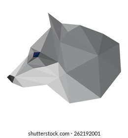 Abstract polygonal geometric triangle wolf head isolated on white background for use in design 