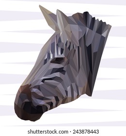 Abstract polygonal geometric triangle zebra portrait for use in design