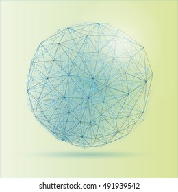 Abstract polygonal geometrical background. Futuristic backdrop in molecular style. Beautiful vector illustration made from triangular shapes in light blue and yellow colours.