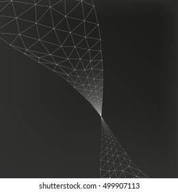 Abstract polygonal geometrical background. Futuristic backdrop in molecular style in dark grey and white colours. Beautiful polygonal vector illustration made from triangular shapes.
