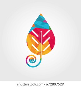 abstract polygonal geometrical leaf logo