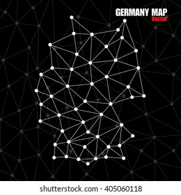 Abstract polygonal Germany map with dots and lines, network connections, vector illustration