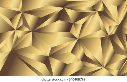 Abstract polygonal gold crystal background. Low poly vector illustration. 3d polygonal texture.