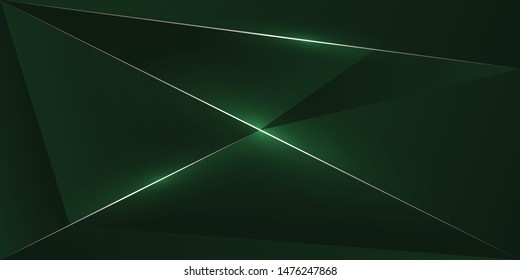 abstract polygonal gold line dark green background