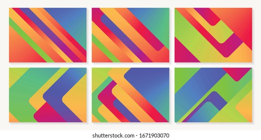 Conjunto de fondo de formas coloreadas de gradiente polígonal abstracto. Ilustración vectorial.