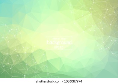 Abstract polygonal Green background with connected dots and lines, connection structure, futuristic hud background, vector illustration
