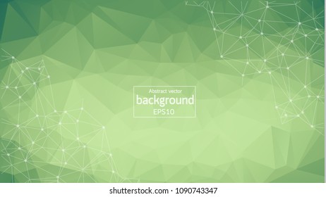 Abstract polygonal Green background with connected dots and lines, connection structure, futuristic hud background, vector illustration