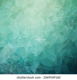 Abstract polygonal Green light background with connected dots and lines, connection structure, futuristic hud background, vector illustration