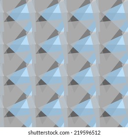 Abstract polygonal grey and blue triangular seamless vector pattern background
