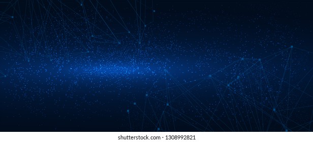 Abstract polygonal grid on cosmic background. Futuristic illustration. Space sky background 