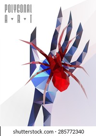 Abstract polygonal hand . Geometric hipster illustration. Polygonal poster