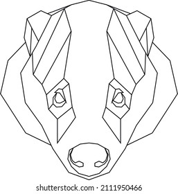 Abstract polygonal head of badger. Geometric vector illustration.