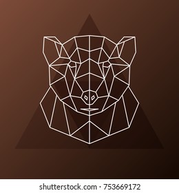 Abstract polygonal head of a brown bear. Vector illustration.