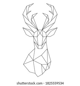 Abstract polygonal the head of a deer. Geometric linear animal. Vector illustration