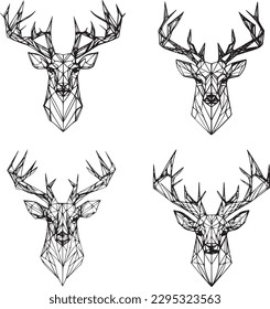 Abstract polygonal the head of a deer. Geometric linear animal. Vector.